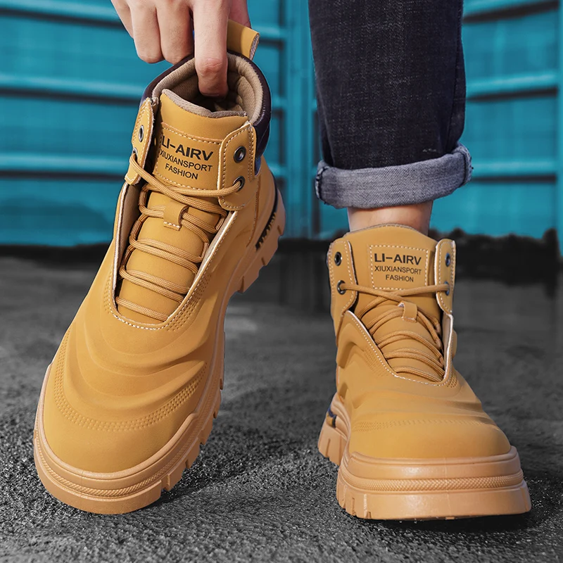 Men's Casual Shoes Thick Bottom Lace-up Workwear Shoes Men for Work Outdoor Men's Shoe High Quality Autumn Winter Hiking Boots