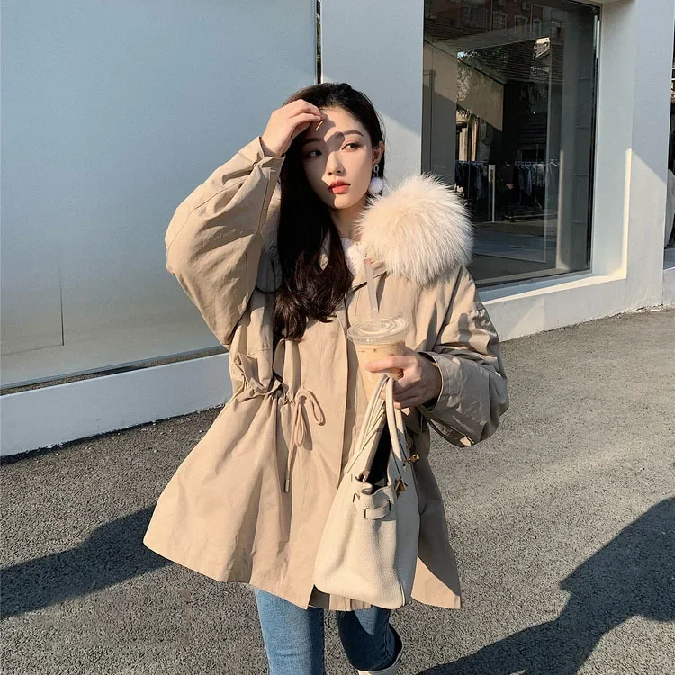 Coco Fur Coat Women's Pie Overcoming Medium To Long 2021 Winter New Rex Rabbit Fur Inner Gall Raccoon Large Fur Neckline Shape