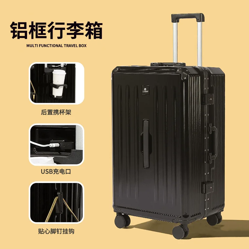 PLUENLI Women's Luggage Trolley Case New Mute Universal Wheel Aluminum Frame Travel Suitcase with Combination Lock