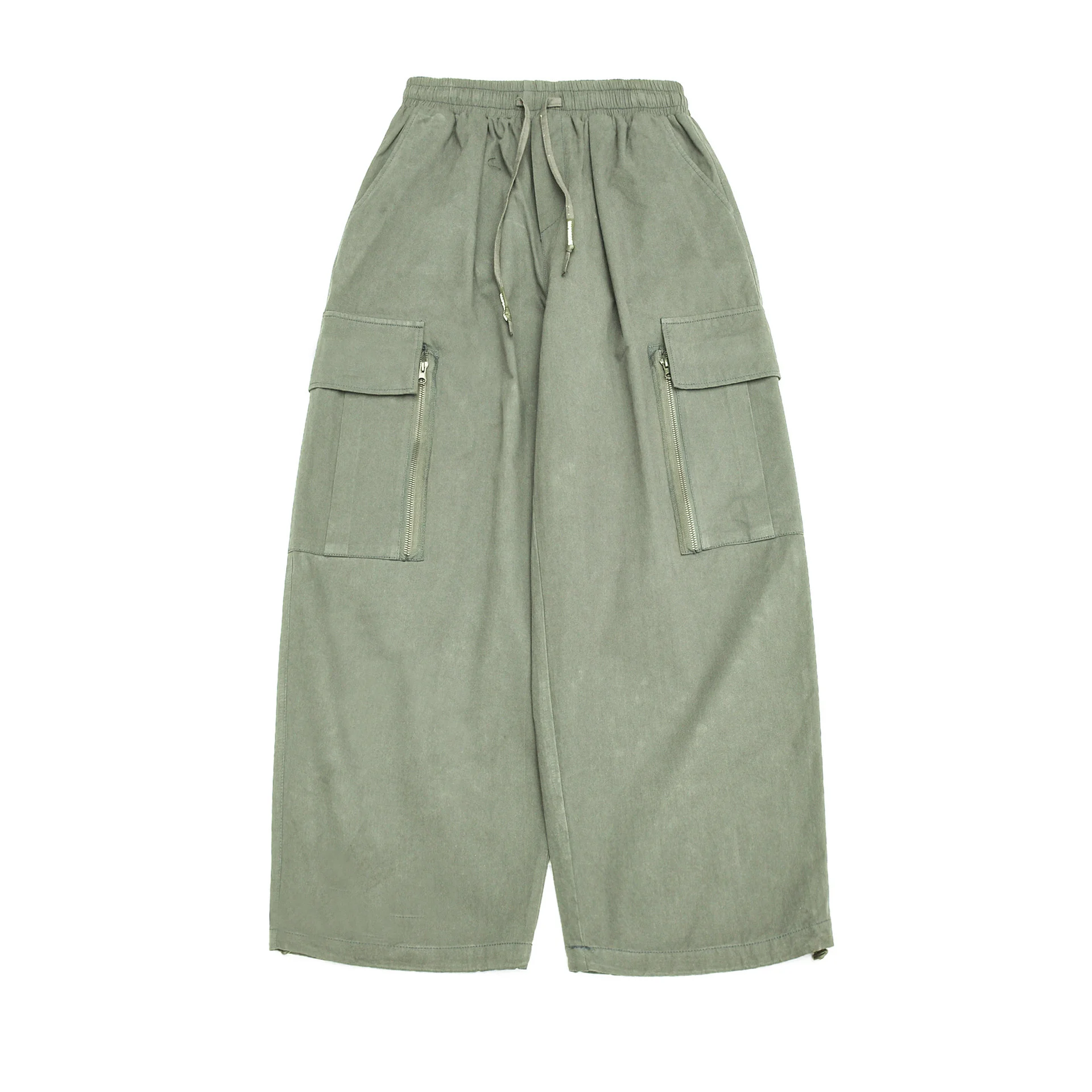 

Men Big Pocket Japan Streetwear Fashion Loose Casual Wide Leg Straight Cargo Pants Male Elastic Waist Trousers Jogger Sweatpants