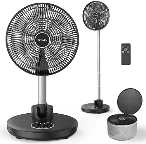 

Standing Portable Fan, 12" Foldable Fan 12000mAh Battery Operated Rechargeable for Bedroom and Outdoor with Remote Control H