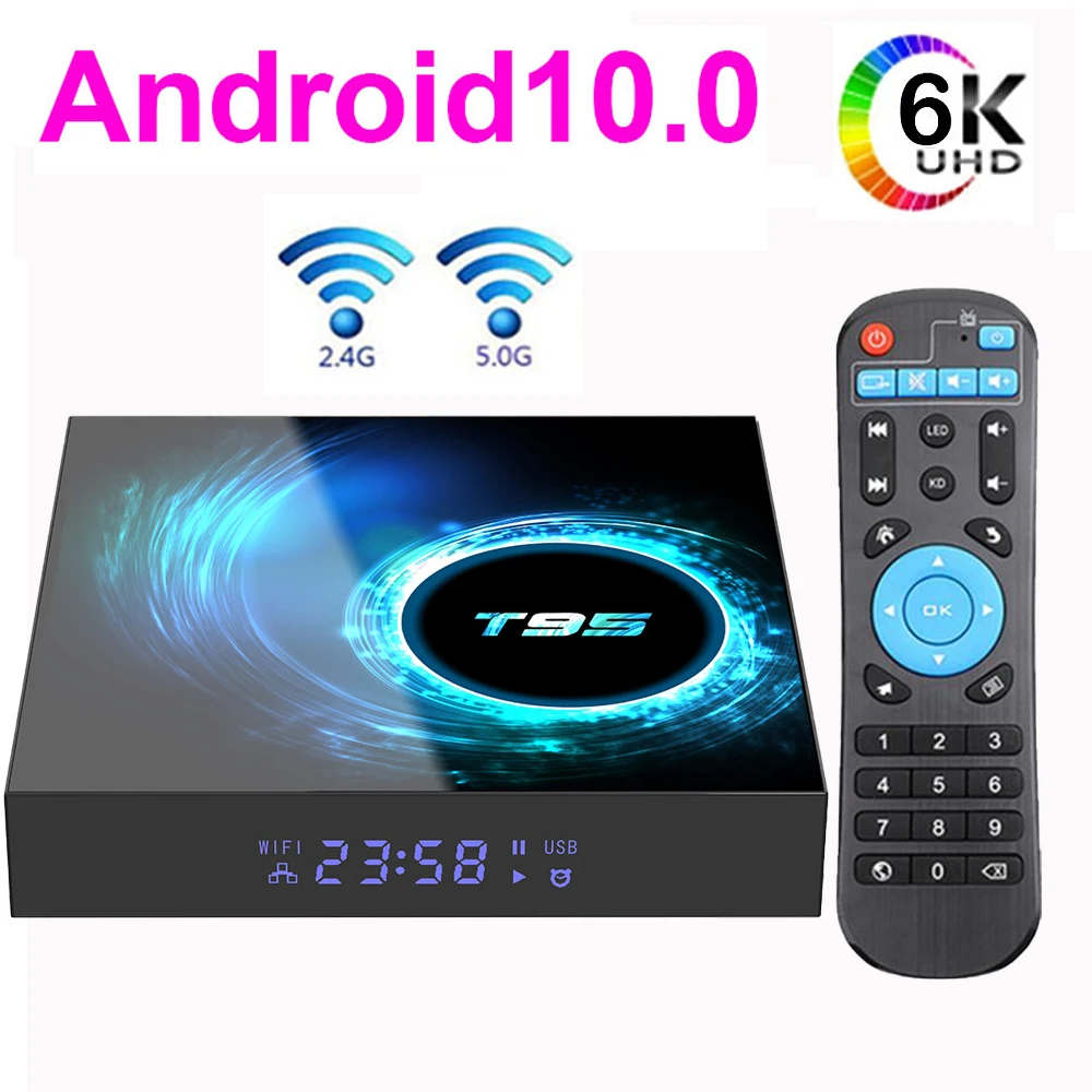 Boîte multimédia Android - T95 - Android 10 - 4G 32Go - 6K - Netflix