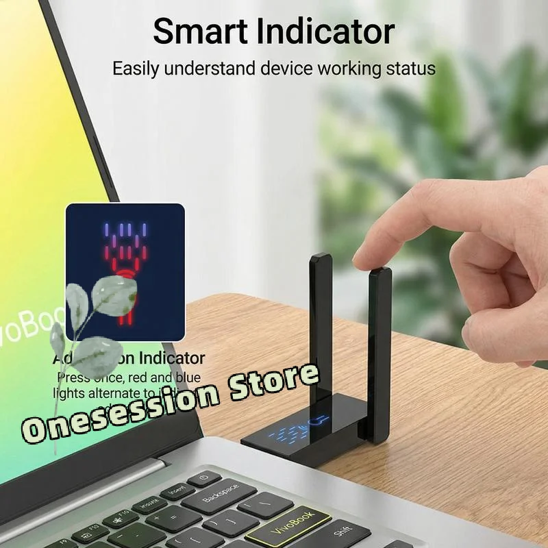 고속 5G 듀얼 밴드 USB 3.0 WiFi 어댑터 1300Mbps 드라이버리스 무선 수신기 (게이밍, 스트리밍, 업무용)