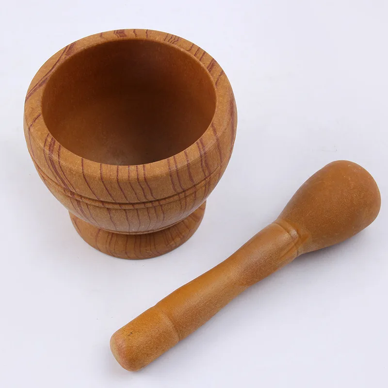 Garlic Grinder Pressing Mashed Pot Manual Mashing Medicine Jujube Wood Pounding Stone Mortar