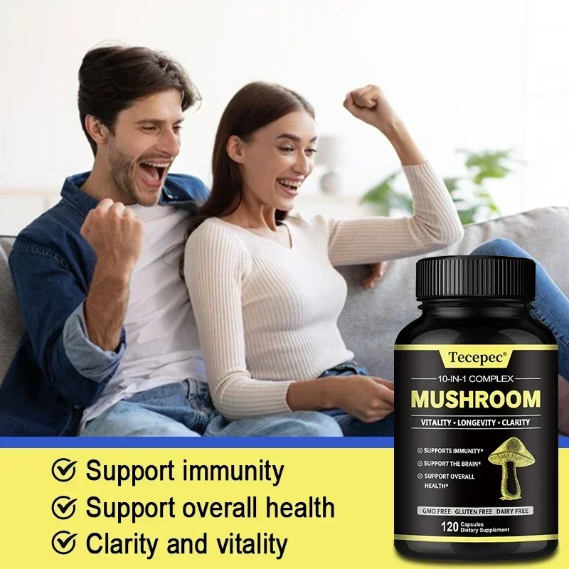 10-in-1 Mushroom Complex Lion's Mane, Reishi, helps with brain clarity and function, improves memory, concentration and thinking