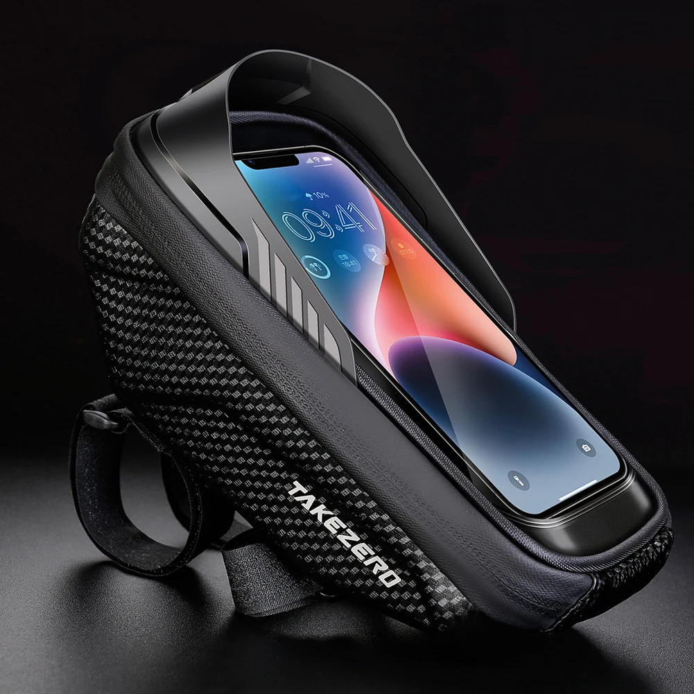 1L Bicycle Front Frame Bag Waterproof Bike Top Tube Bag Support Touch Screen Sun Visor Bike Frame Bag for Smart Phones 4.7-6.8in