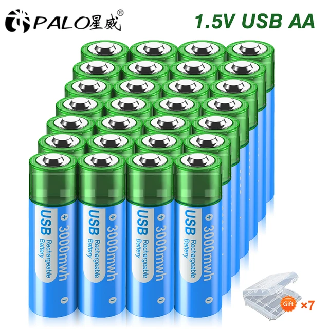 PALO 100% Capacity AA Rechargeable Lithium battery 1.5V USB Charging AA  Li-ion Battery