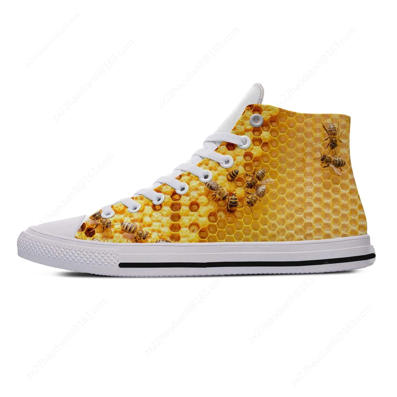 Bee Pattern High Top Sneakers Mens Womens Teenager Hot Fashion Funny Casual Shoes Canvas Running Shoes 3D Print Lightweight shoe