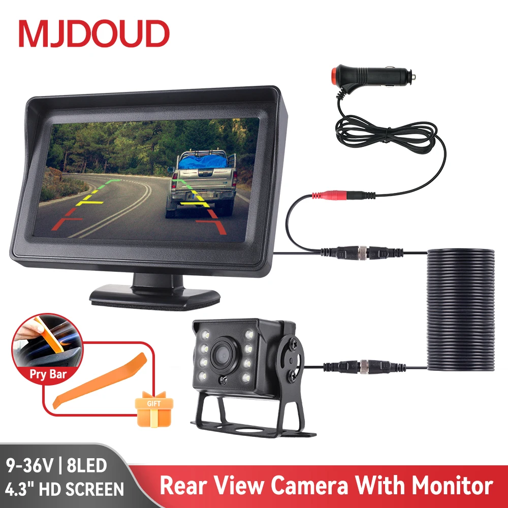 Jansite - Achteruitrijcamera's voor de auto met lcd-display 4,3 IP68 waterdichte achteruitrijcamera - parkeerhulp