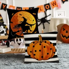 2023 Halloween Cushion Cover Halloween Decoration for Home Ghost Pumpkin Bat Pillowcase Horror Trick Or Treat Party Supplies