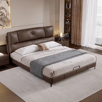 Meubles de chambre à coucher King/Queen Size, lit moderne Simple en cuir souple, lit de mariage léger, lit Double de luxe de styliste 3