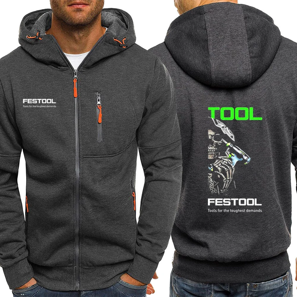 Festool 2023 Men New Spring and Autumn Zip Hoodies Casual Sweatshirts Cotton Sport Long-Sleeved Cardigan Coat Hooded Top