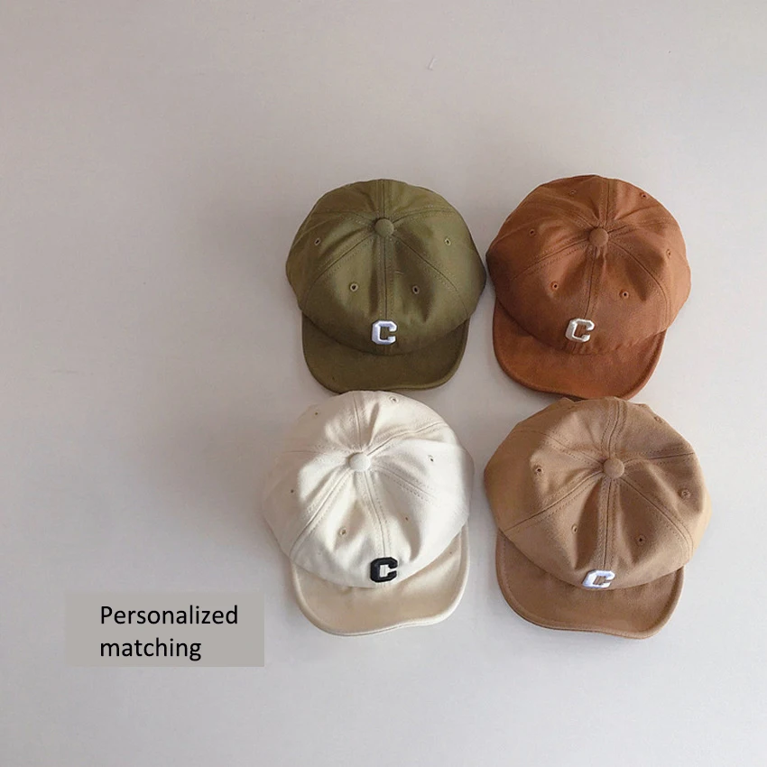 Baby Hat 5-24 Months Baby Four Seasons Cool and Handsome Versatile Soft Edge Letter Embroidered Duck Tongue Hat 4 Colors