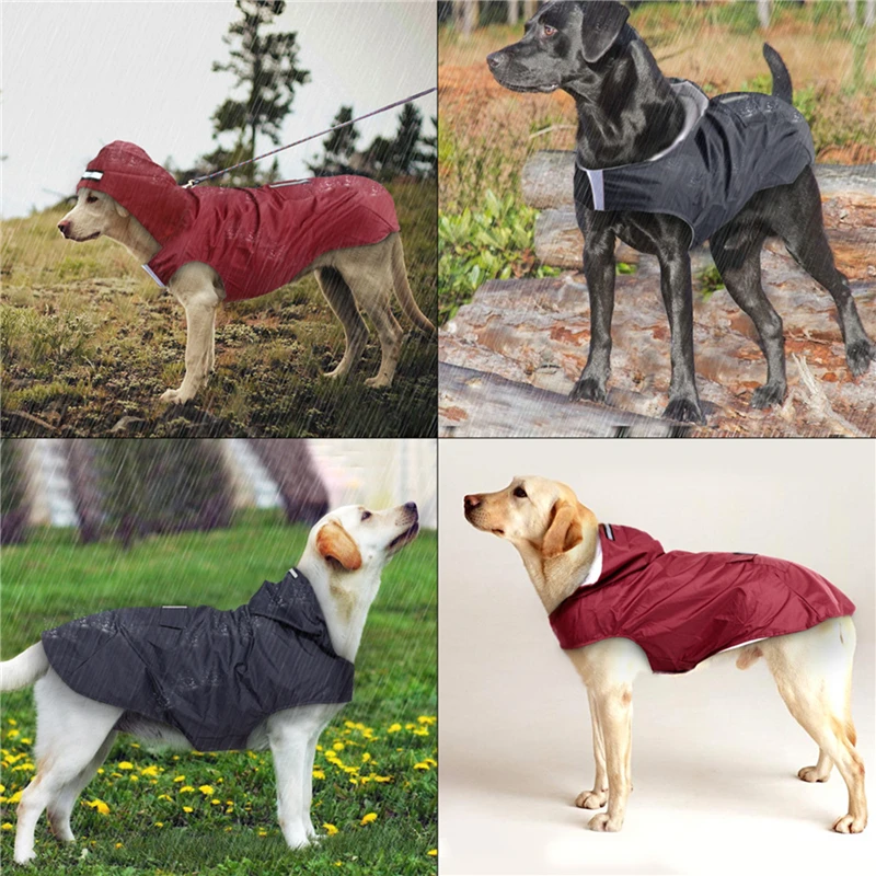 Waterproof Dog Raincoat Hoodie Jacket Rain Poncho Pet Rainwear With Reflective Stripe All Sizes Big Puppies Dog Raincoat