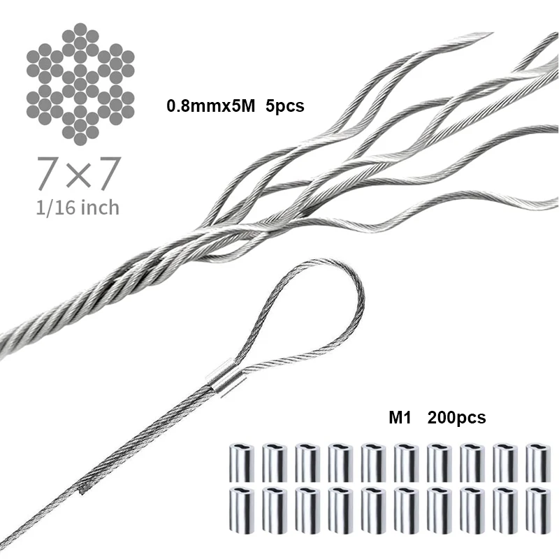 25M stainless steel wire rope 7*7 structure soft hanging lifting lifting rope pulling drying rack wire