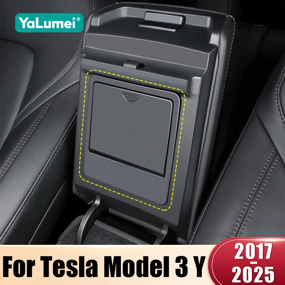 Car Hidden Storage Box Center Console Armrest Cover Organizer for Tesla Model 3 Y 2025