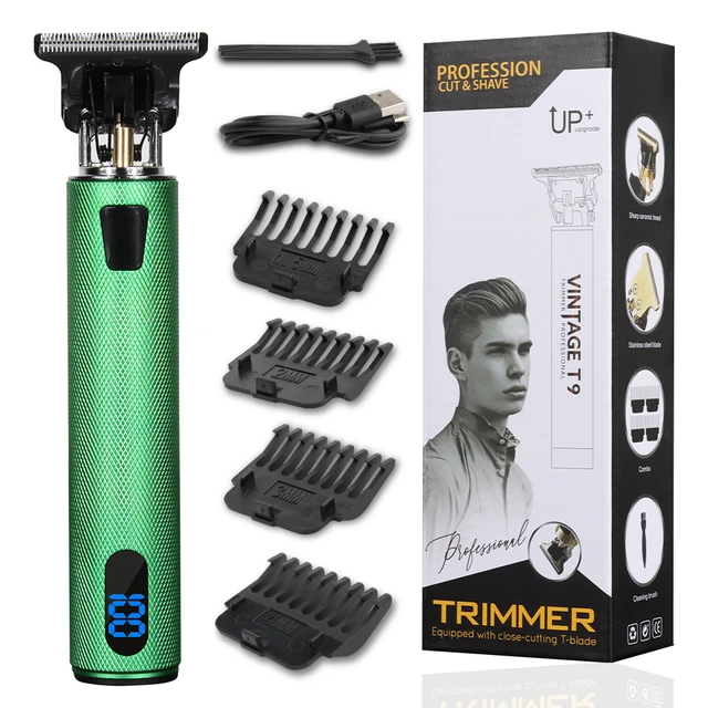 2022 USB Electric Hair Clippers Rechargeable Shaver Beard Trimmer Professional Men Hair Cutting Machine Beard Barber Hair Cut t9 greenLCD