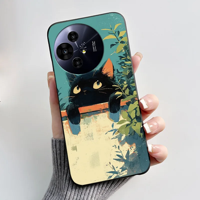Aesthetic Cute Cat Astronaut Soft Silicone Black Protective Phone Case Cover