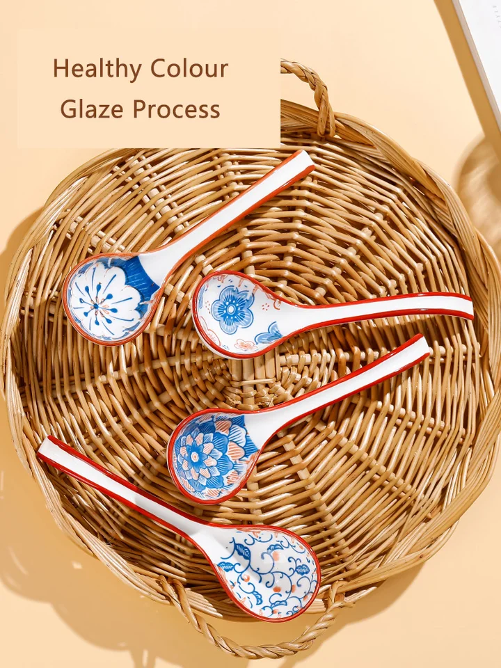 Cucharas De Porcelana Para Sopa Color Azul Y Blanco Vajilla S Azul Y