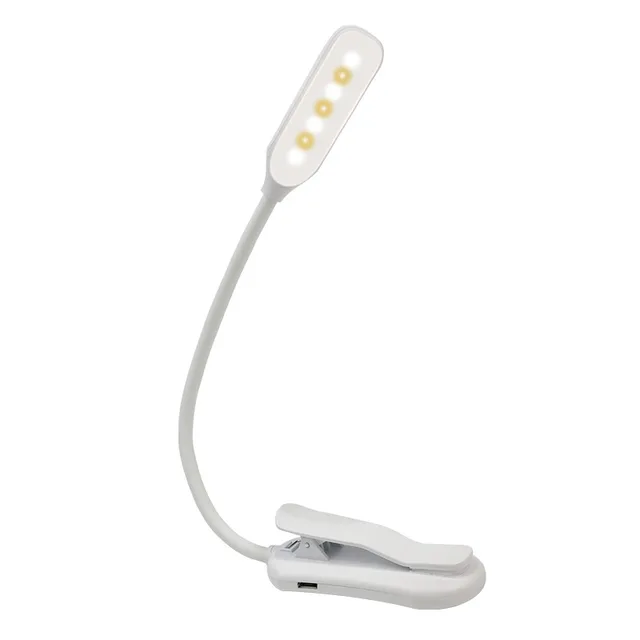 USB Rechargeable Adjustable LED Book Light With Goosenecks Clip 7 LEDs Flexible Night Reading Desk Lamp Table Read Night Light White