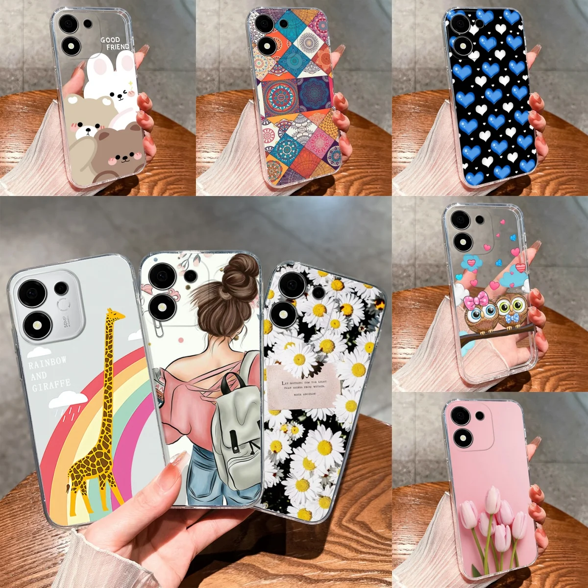 Sweet Lovely Girl Dustproof Transparent Phone Case – Creative Protective Cover