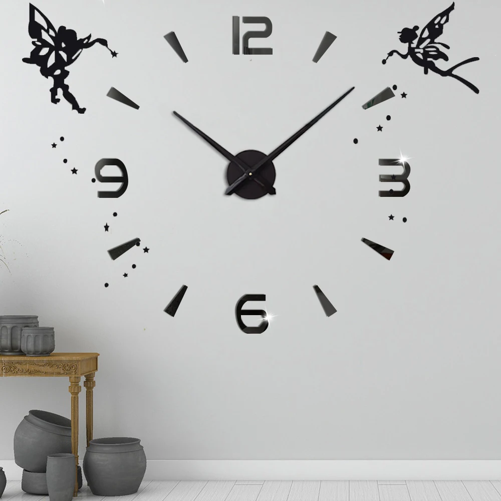 Large Wall Clock Quartz 3D DIY Big Watch Decorative Kitchen Clocks Acrylic Mirror Sticker Oversize Wall Clocks Home Letter Decor 