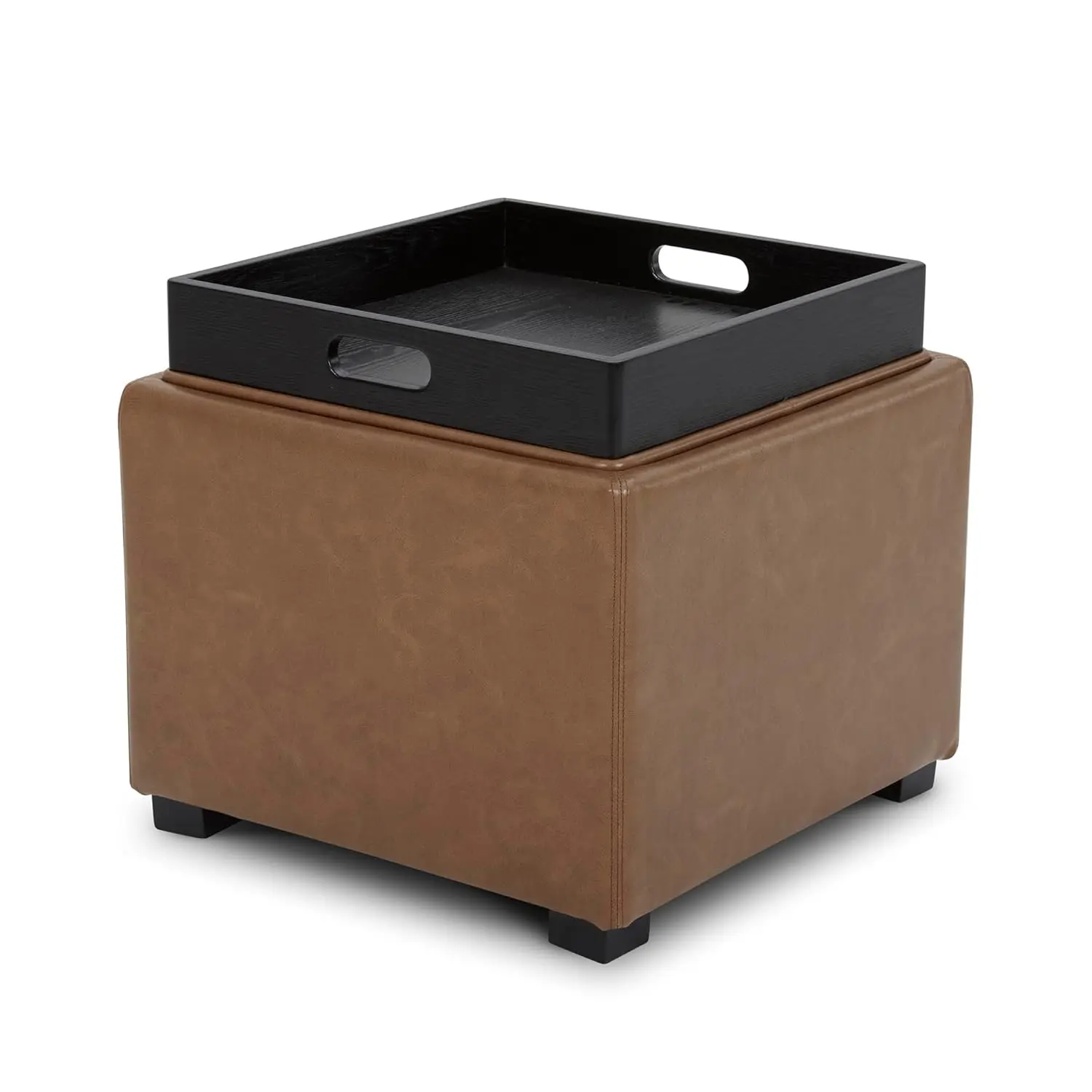 Storage Ottoman Cube With Tray Lid, Small Footstool With Storage, Square End Table For Living Room And Bedroom,, Customized