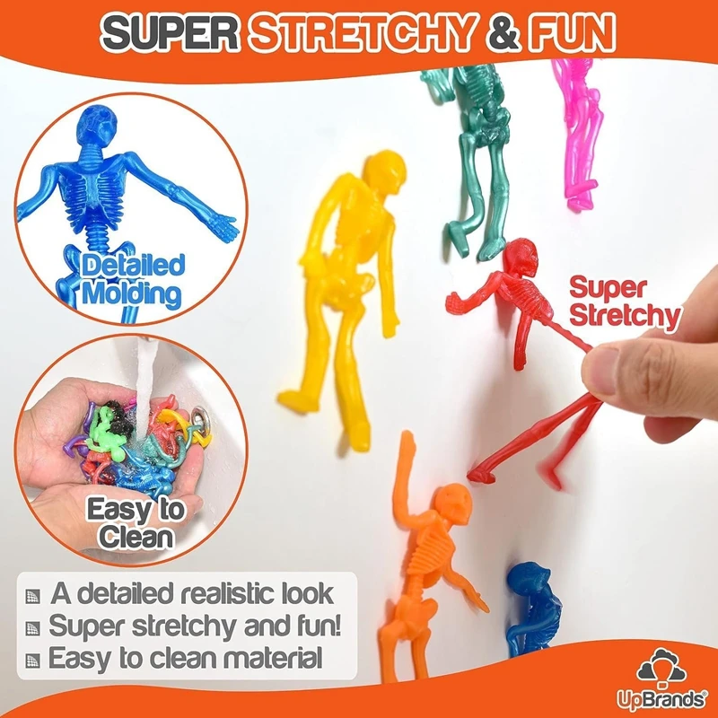 10/20Pcs Stretchy Skeleton Funny Sticky Toys Kids Halloween Birthday Party Favors Trick or Treat Gifts Goody Bag Pinata Fillers