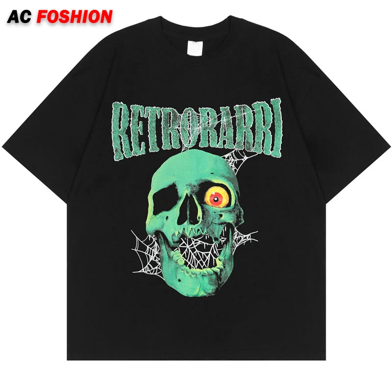 

Hip Hop T Shirt Men Streetwear Punk Skull Print Gothic Rock Tshirt Harajuku Casual Cotton T-Shirt 2022 Summer Short Sleeve Tops