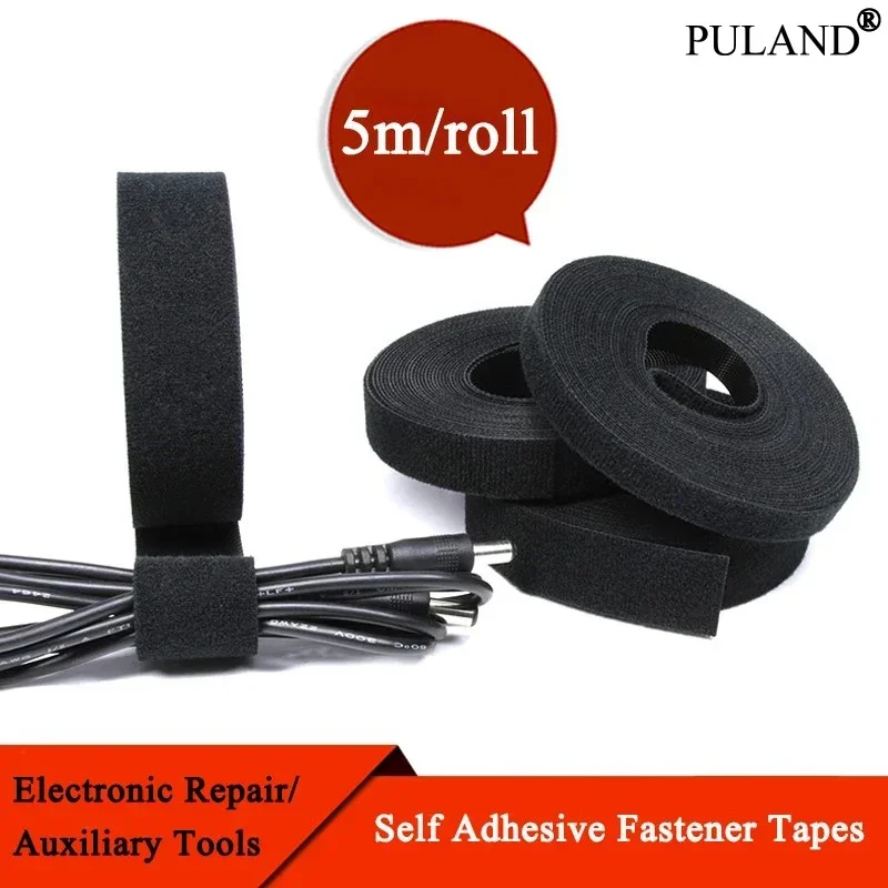 Black Cable Ties Reusable Loop Bundle Self Adhesive Nylon Strap Organizer Clip Wire Holder Management Fastening Tape cable ties