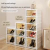 Stackable Foldable 6 Layer Shoes Box Transparent Sneaker Shoe Storage Organizers Box Dustproof High-top Cabinet Shoe Rack Shelf 5