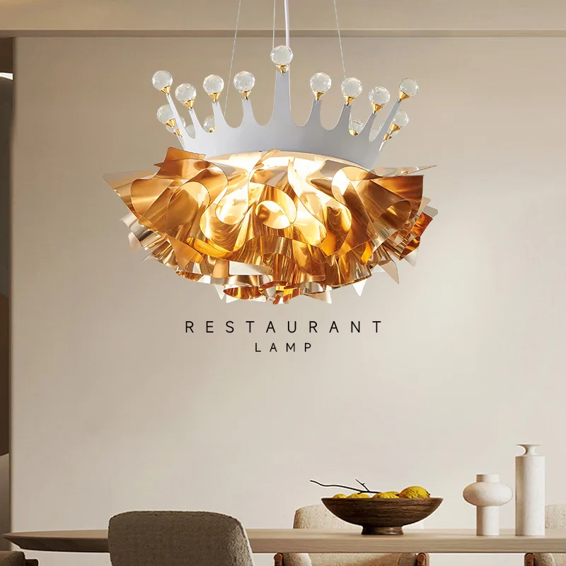 

Итальянский дизайн, роскошная Подвесная лампа в виде короны, современные люстры для гостиной, спальни, магазина, золотистые фотообои, Декор