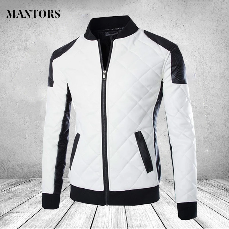 2022 High Street Patchwork Men Leather Jackets Casual Motorcycle Bike