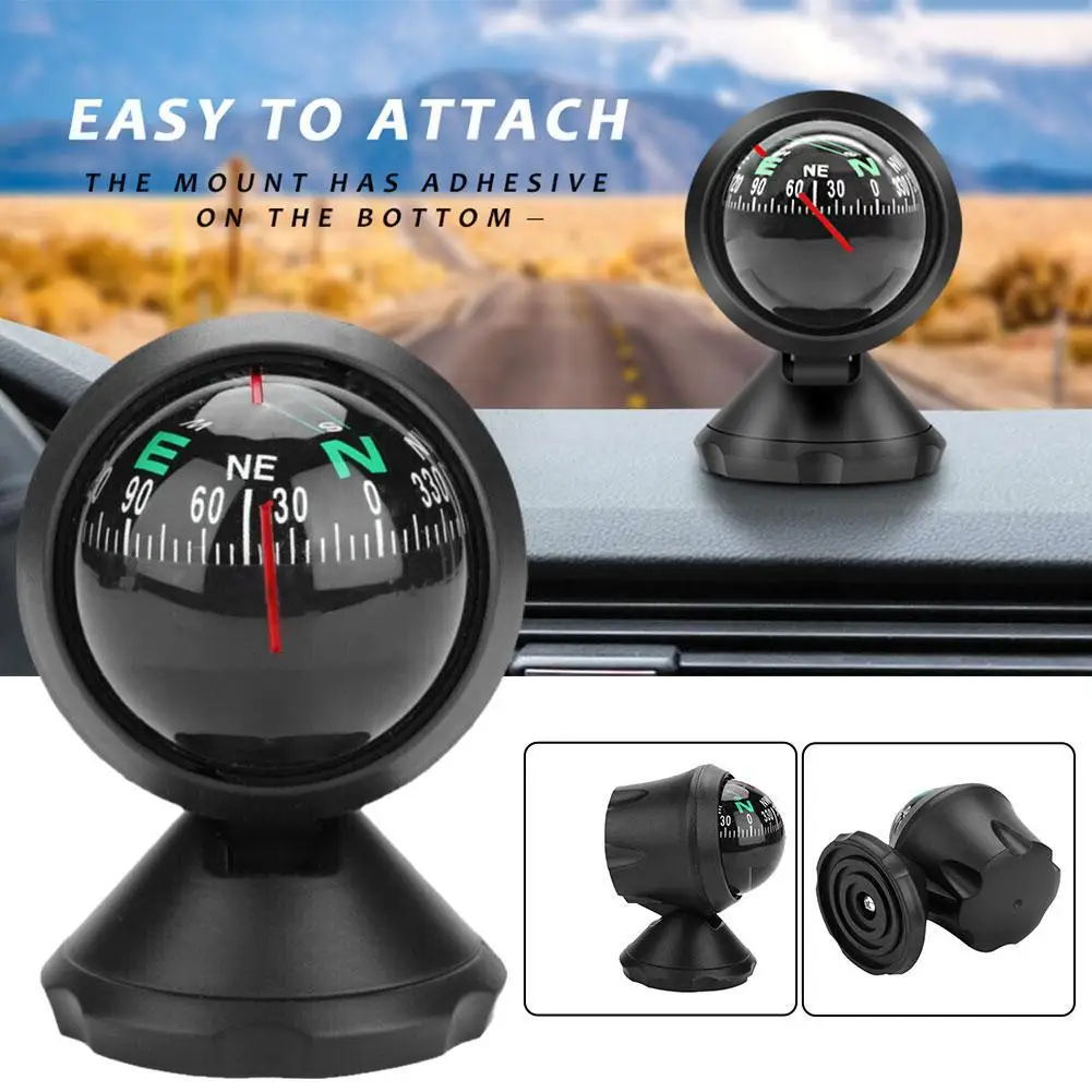 Automotive Portable ABS Dashboard Compass - Adjustable Angle Interior Accessory