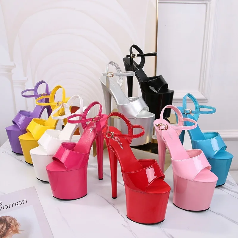 20cm Platform Sandals Stiletto Heels Women Pole Dancing Shoes Nightclub Plus Size 34-45 women high heels platform high heels sandals platform sandals ankle buckle sandals