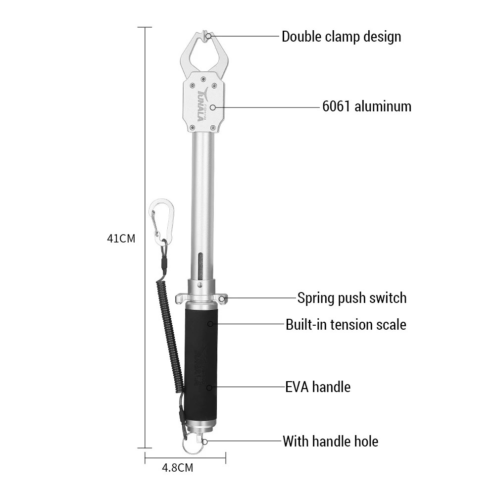 Pince à lèvres pour poissons avec balance intégrée et dragonne alliage aluminium
