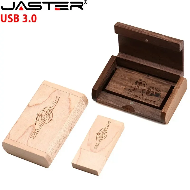 USB 3.0 플래시 드라이브 128GB 나무 고속 펜 드라이브 64GB 웨딩 사진 선물 상자 메모리 스틱 8GB 1개 무료 맞춤 로고