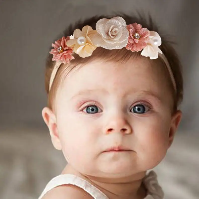 Vintage Flower Headband Baby Girls Headwraps Elastic Hair Bands Artificial Flower Baby Headband Newborn Photography Props