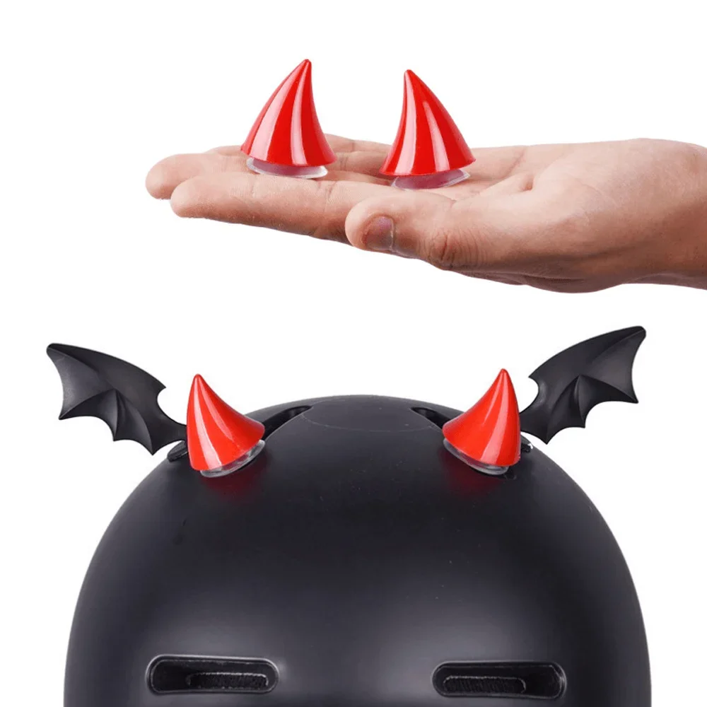 2PcsMotorcycleHelmetOrnamentsDevilWingsColorfulHornsUniversal