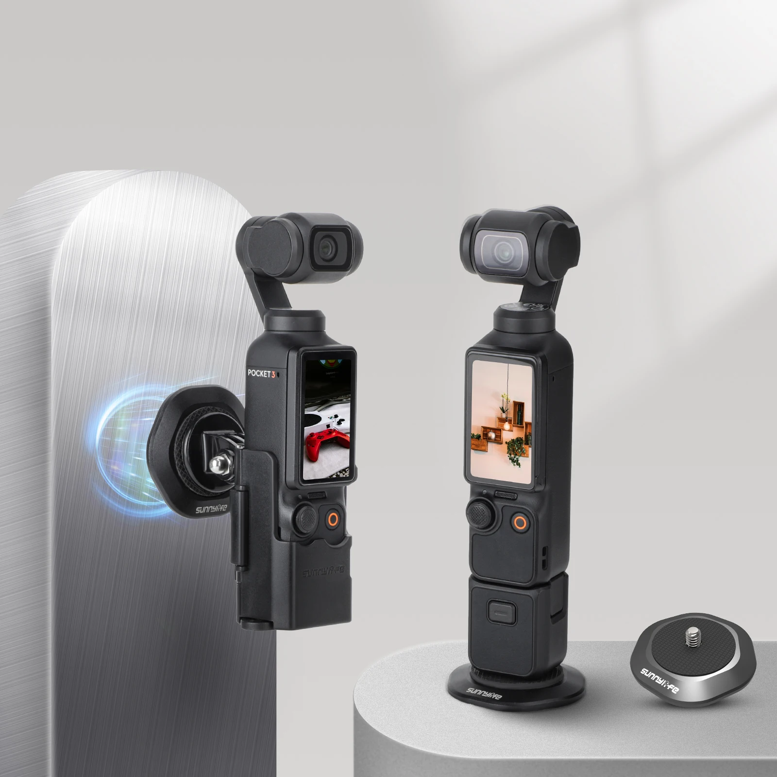 Sunnylife Per Dji Osmo Pocket 3/2/Insta360 One/X/3/2/Fimi Palm Adattatore Di Espansione Base Di Aspirazione Magnetica Staffa Multifunzionale