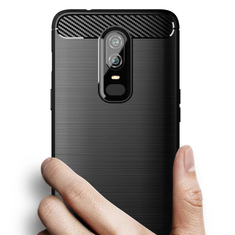 Фото Противоударный чехол из углеродного волокна для Oneplus 6 1 + 6, силиконовый чехол для Oneplus6, бампер, полноразмерная защитная задняя крышка, оболочка, чехлы №2