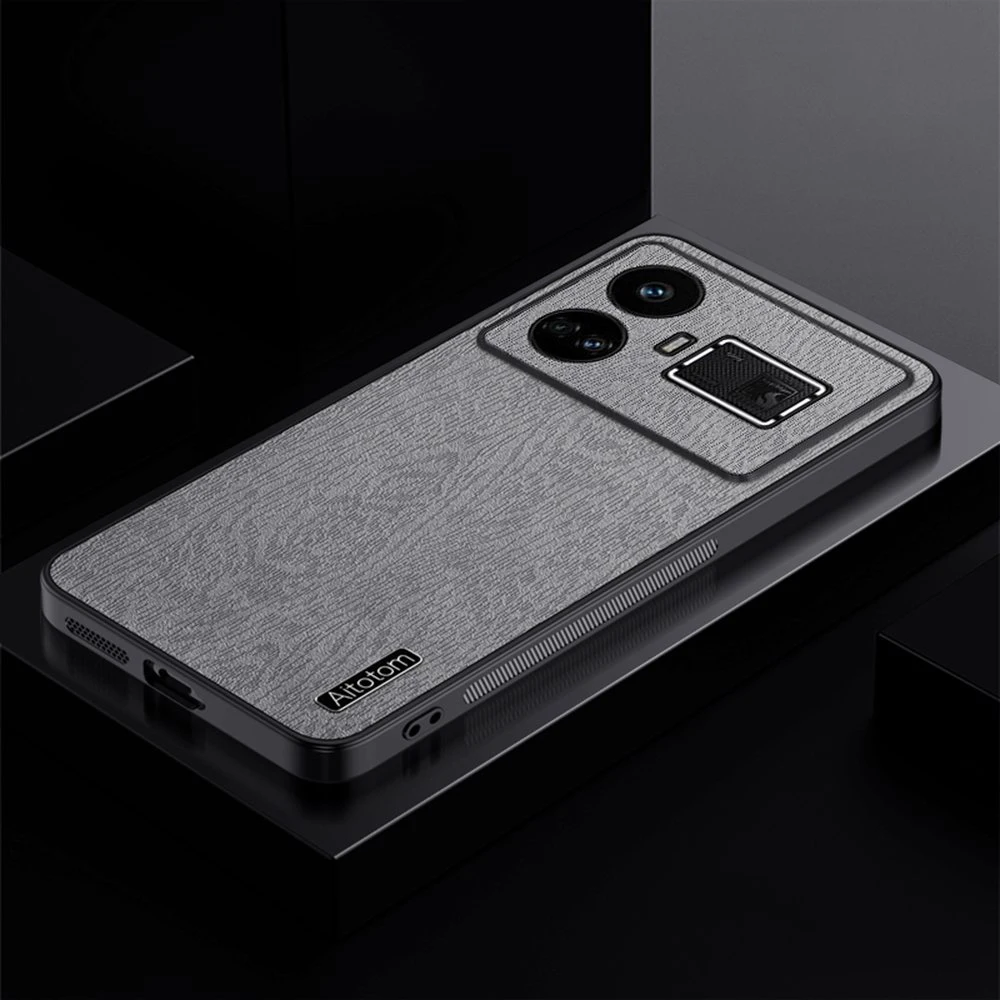 Ultrathin Wood Grain Shockproof Leather Phone Case