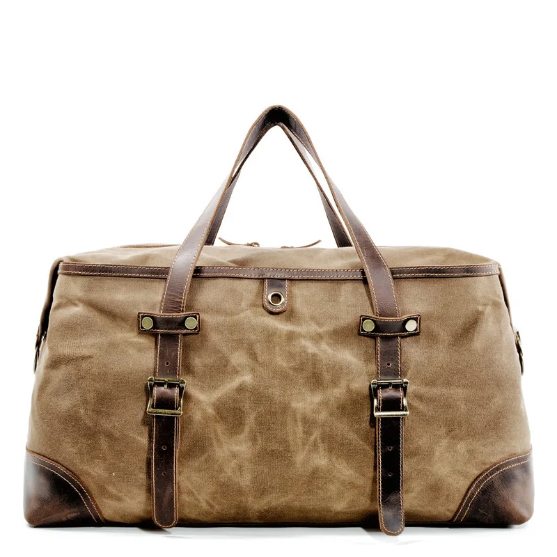 Mens Waterproof Oil Wax Canvas Bags Overnight Travel Bags Large Capacity Luggage Wild Retro Shoulder Bag Free Shipping