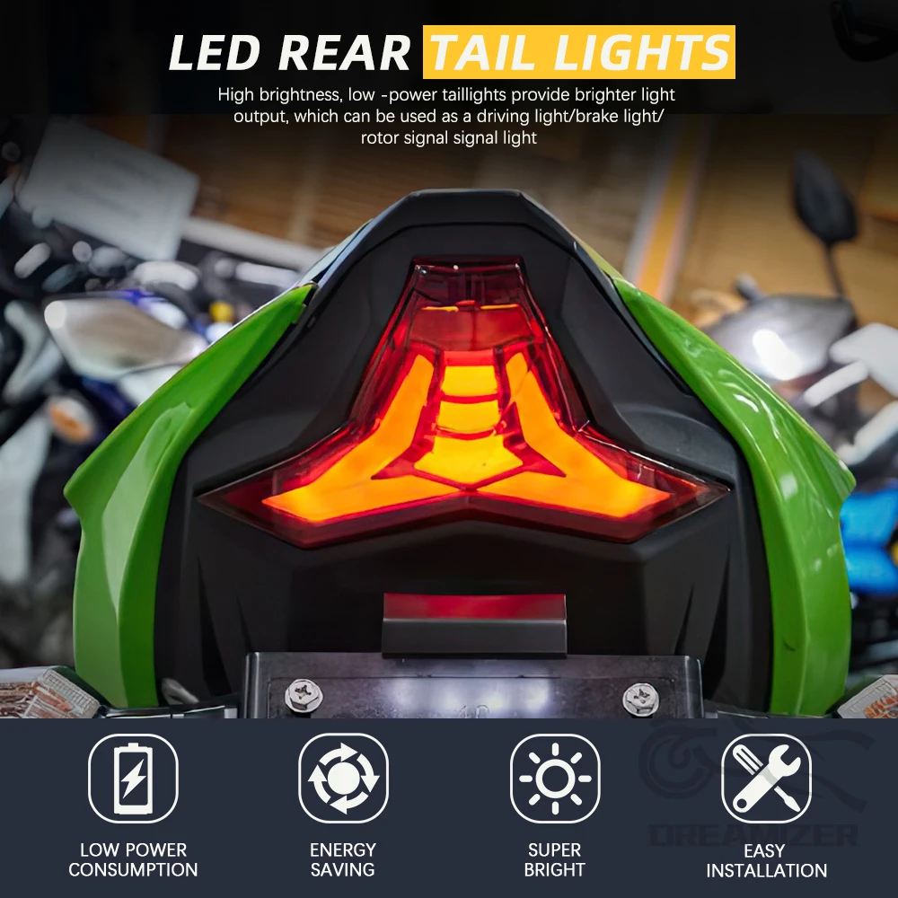 Встроенный задний фонарь, сигнал поворота для KAWASAKI Ninja 400 Z400 ZX10R Z1000 ZX6R светильник