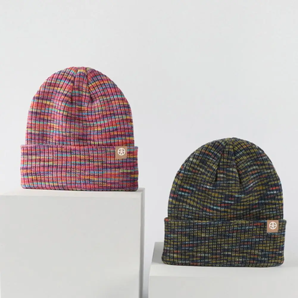 1 Set Children Hat Scarf Gloves Set Thick Knitted Elastic Winter Hat Colorful Cycling Cap Neck Warp Gloves