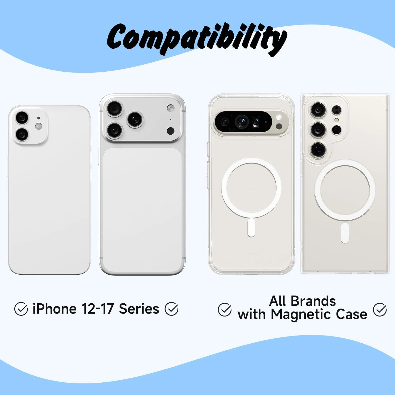 Magnetic Transparent Acrylic Phone Grip & Kickstand - Removable Stand Accessory