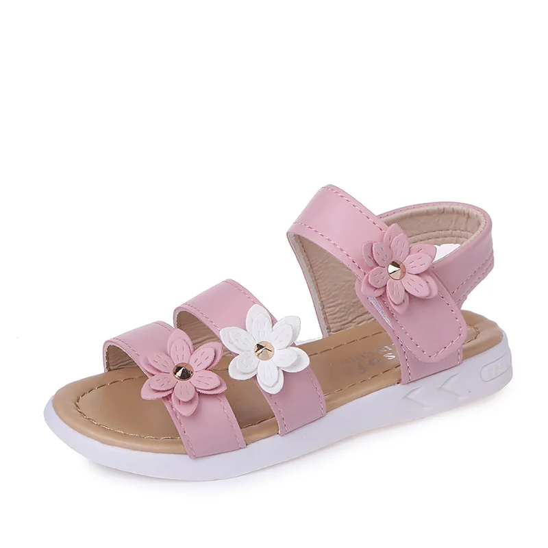 Girls Floral Sandals 2022 Summer Brand New Children Beach Shoes Kids School Sandals Toddlers Big Girl Princess Sweet 3 Flowers best leather shoes Children's Shoes