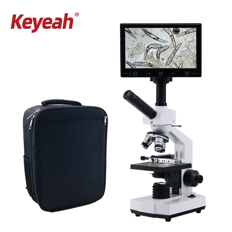 

HD Professional Mites Sperm biological Lab Digital Microscope Led + electronic eyepiece + 7/9/10-inch LCD screen+backpack