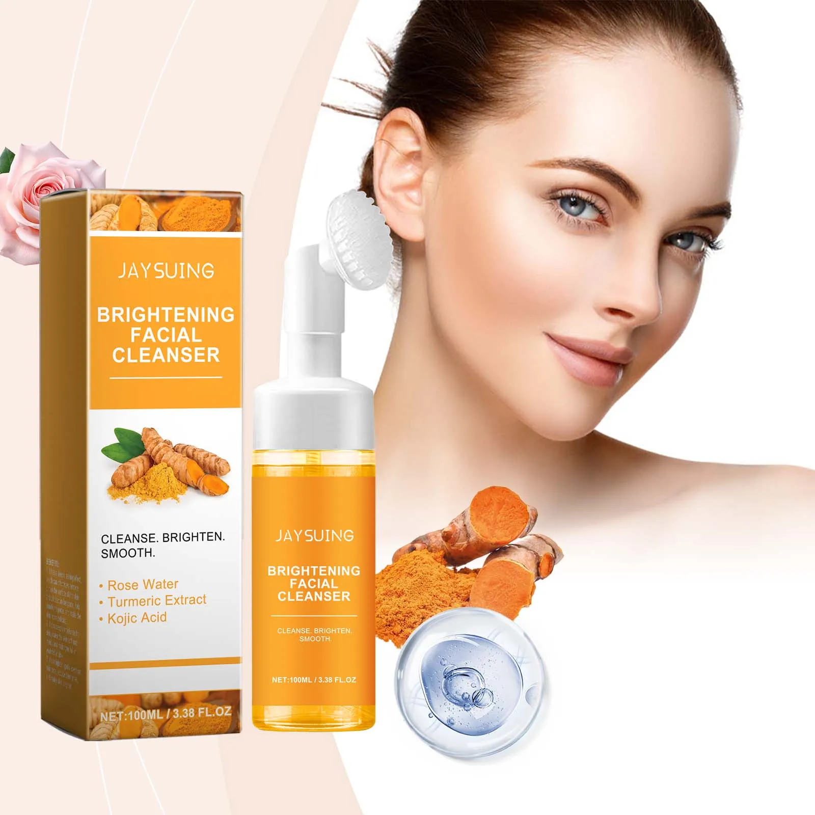 Turmeric Deep Cleansing Cleanser Exfoliate Reduce Facial Dirt Gentle Oil Control Nourish Skin Massage Moisturizing Face Cleanser_voghion.com