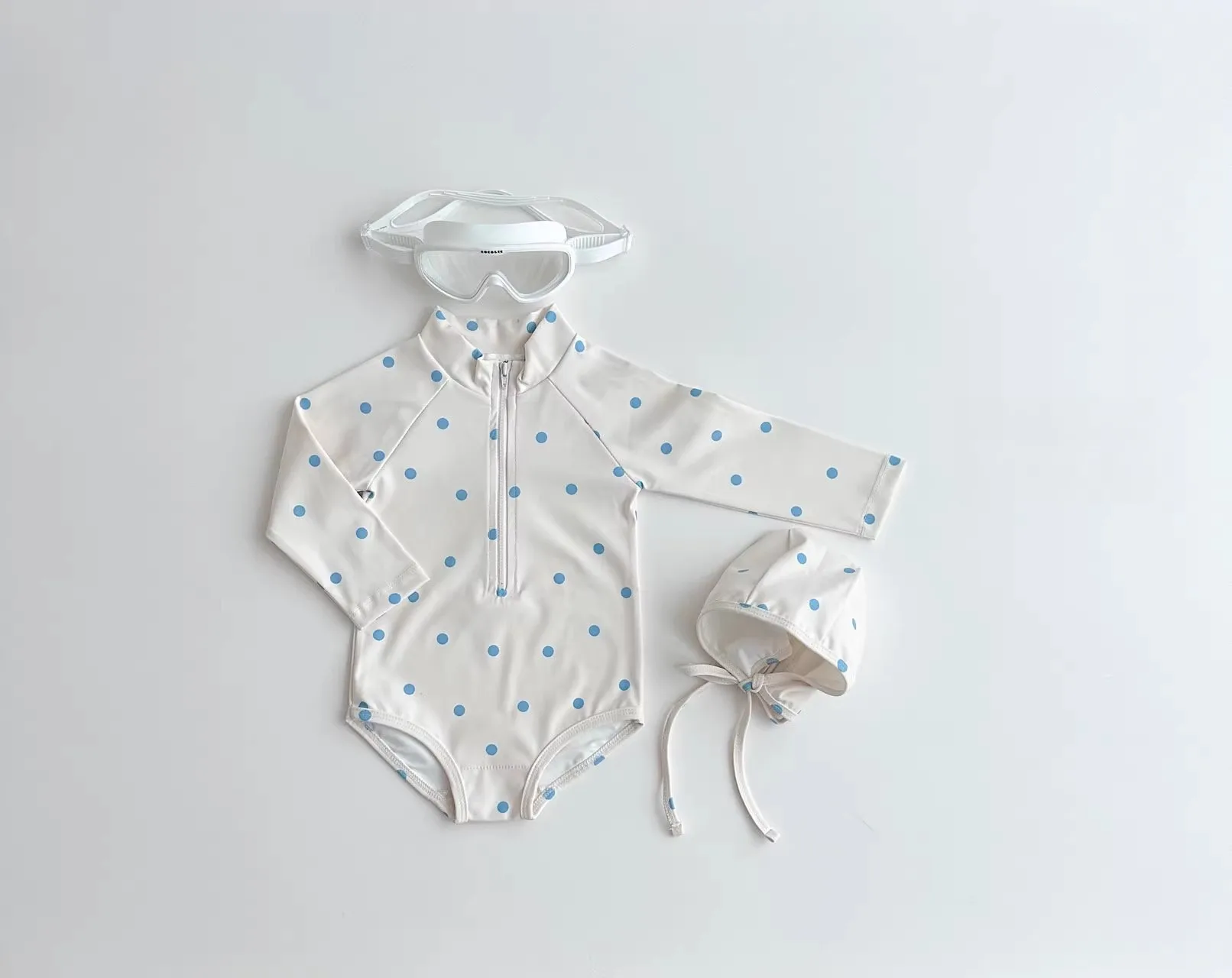 5428 Korean Baby Swimsuit 2025 Spring Summer New Boys and Girls Cute Printed Checkered Polka-dot Sun-proof One-piece Swimsuit 6
